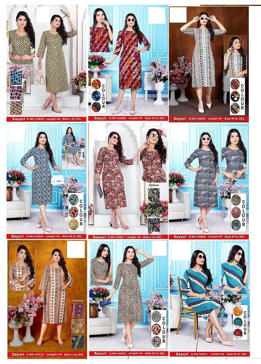 Sayuri Zoya Rayon Straight Cut Kurtis