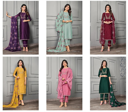 Shanky Jivora Silk Cotton Readymade Pant Style Suits