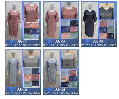 Siyahi-A Zoya Silky Knee Length Kurtis
