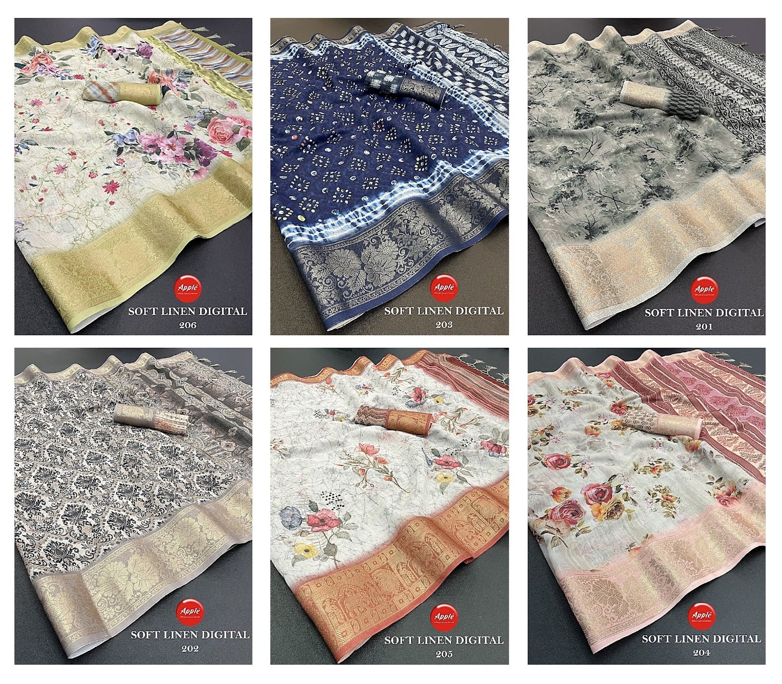 Soft Linen Digital Vol 2 Apple Sarees
