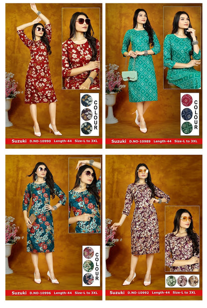 Suzuki-Plus Zoya Rayon Knee Length Kurtis