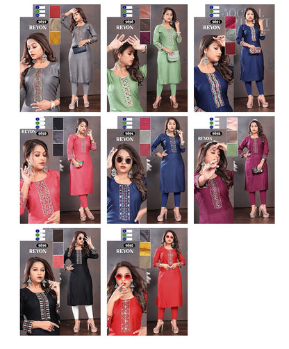 Tie Pattern Mmc Rayon Knee Length Kurtis