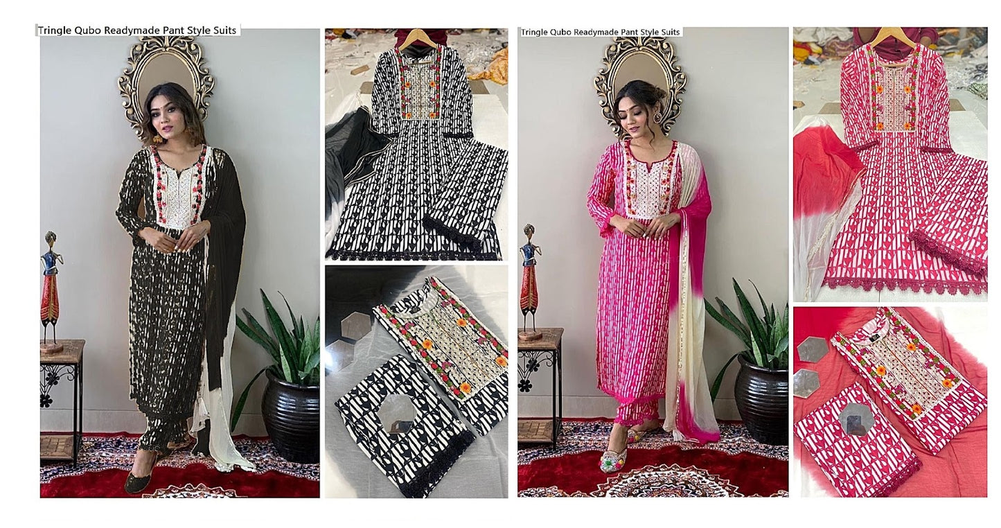 Tringle Qubo Rayon Cotton Readymade Pant Style Suits