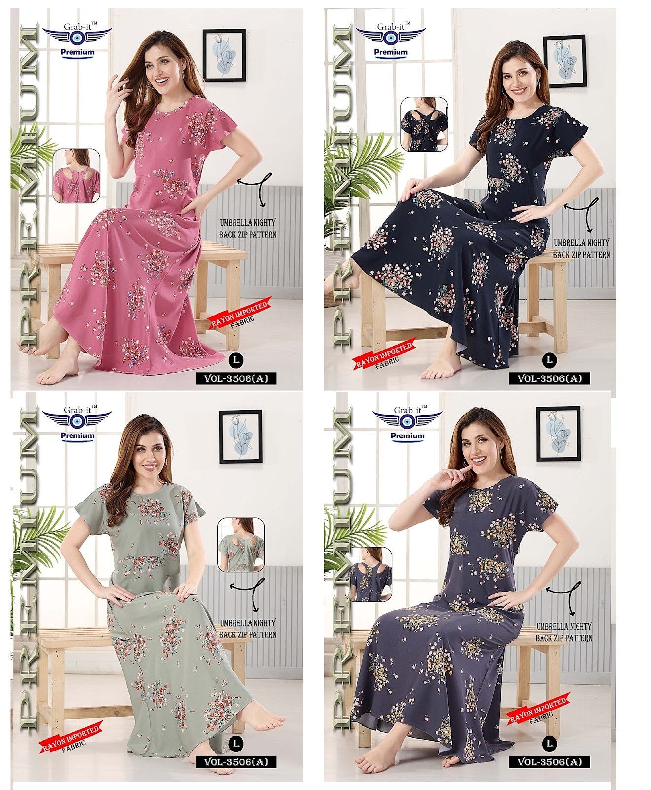 Vol 3506 Grab It Rayon Night Gowns