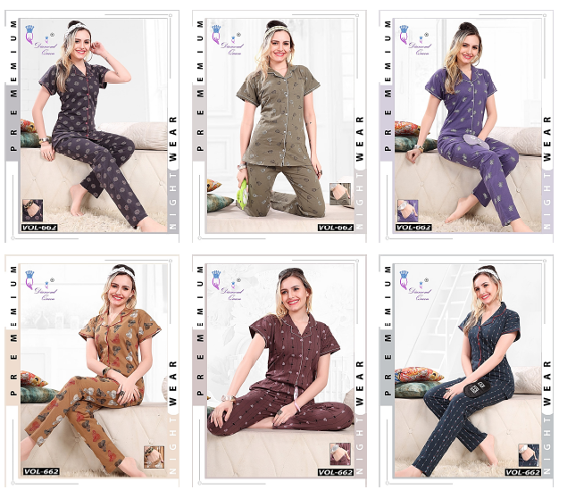 662 Diamond Queen Sinker Collar Night Suits