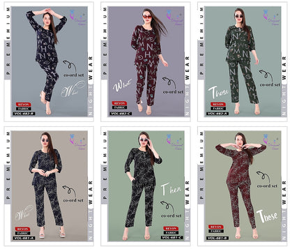 Vol 681-682 Diamond Queen Rayon Co Ord Set