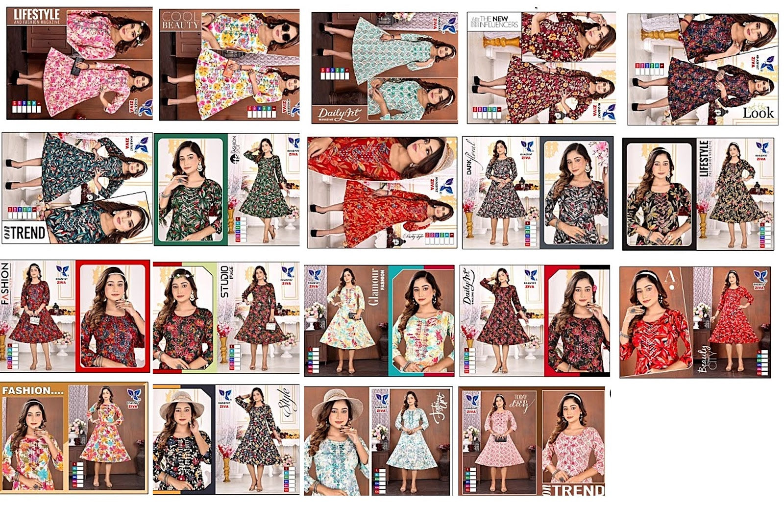 Ziva Khasiyat Rayon Foil Anarkali Kurtis