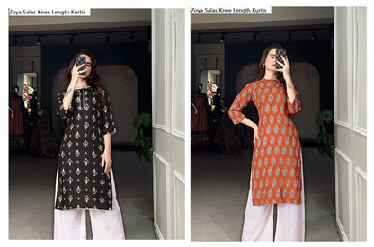 Zoya Salas Rayon Slub Knee Length Kurtis