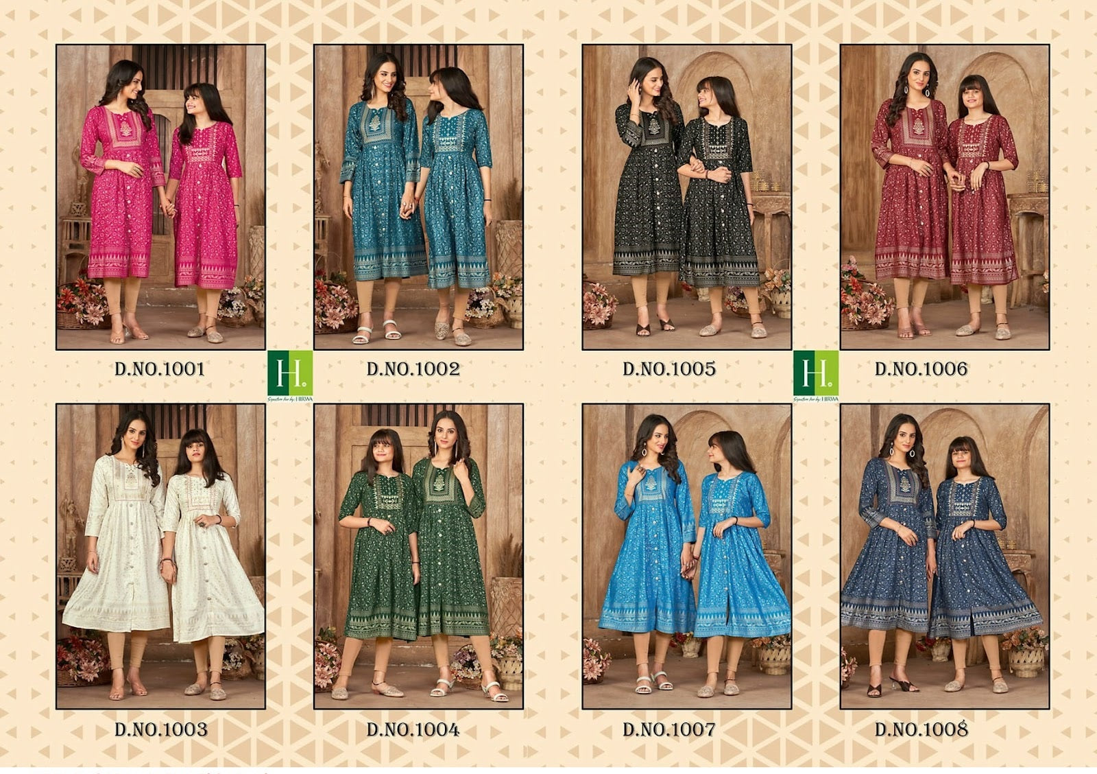 Me And Mom H Dot Rayon Girls Anarkali Kurti