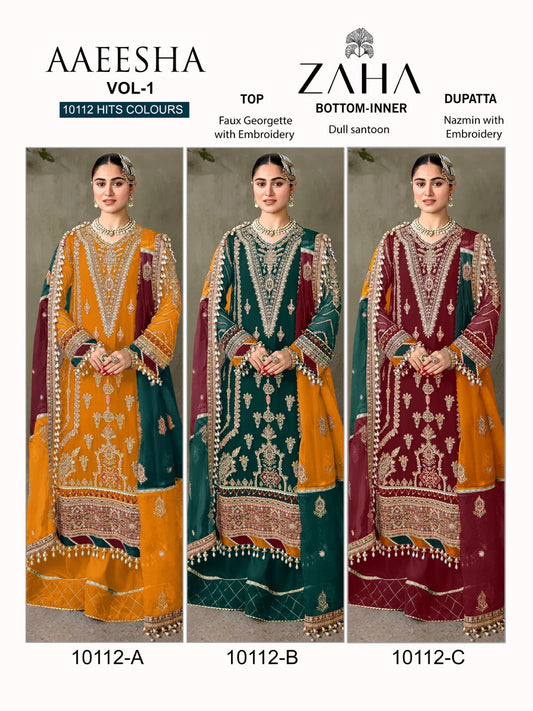 Aaeesha Vol 1-10112 Zaha Georgette Pakistani Salwar Suits