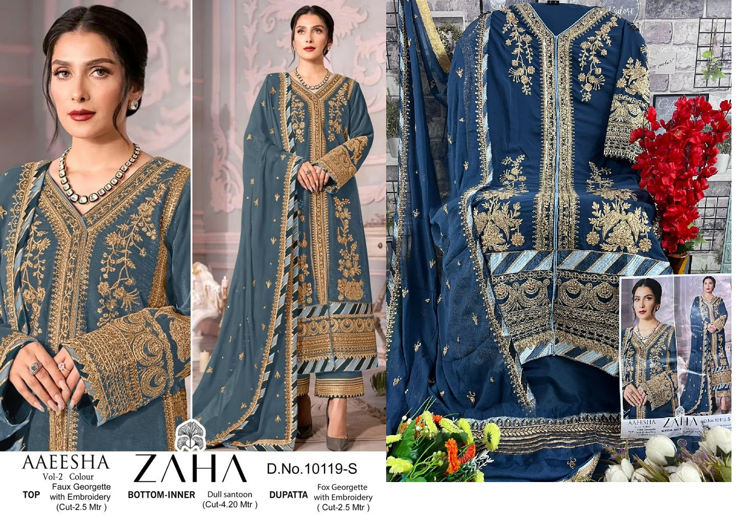 AZARE PRODUCTS Selection II 2個セット ZAHA AAEESHA vol 2 Buy Embroidered Georgette Pakistani Suit Online