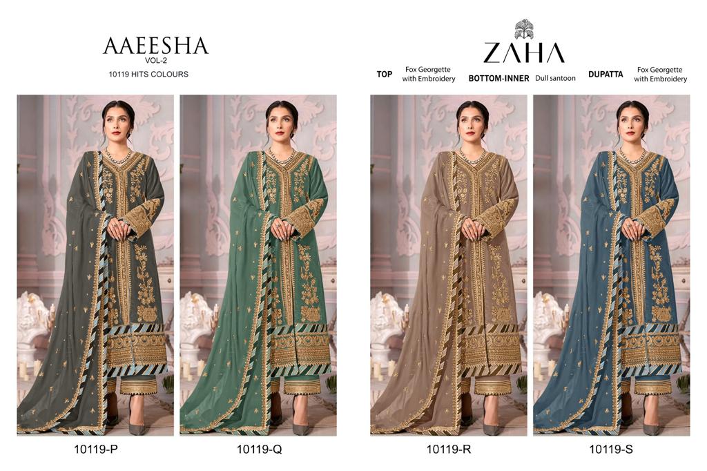 Aaeesha Vol 2-10119-P-Q-R-S Zaha Georgette Pakistani Salwar Suits
