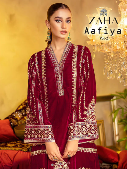 Aafiya Vol 2 10218 Abcd Zaha Valvet Pakistani Salwar Suits