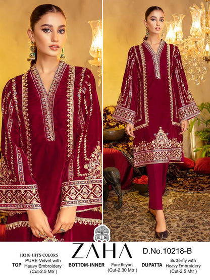 Aafiya Vol 2 10218 Abcd Zaha Valvet Pakistani Salwar Suits