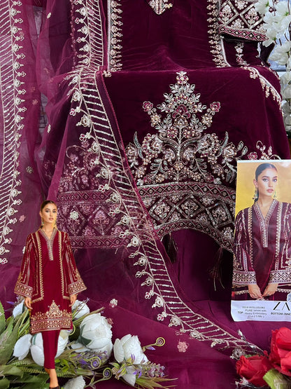 Aafiya Vol 2 10218 Abcd Zaha Valvet Pakistani Salwar Suits