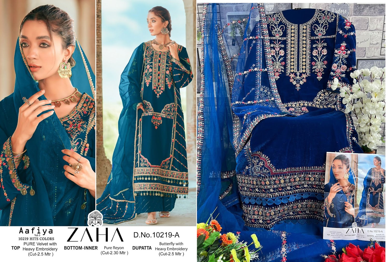 Aafiya Vol 3-10219 Zaha Velvet Suits