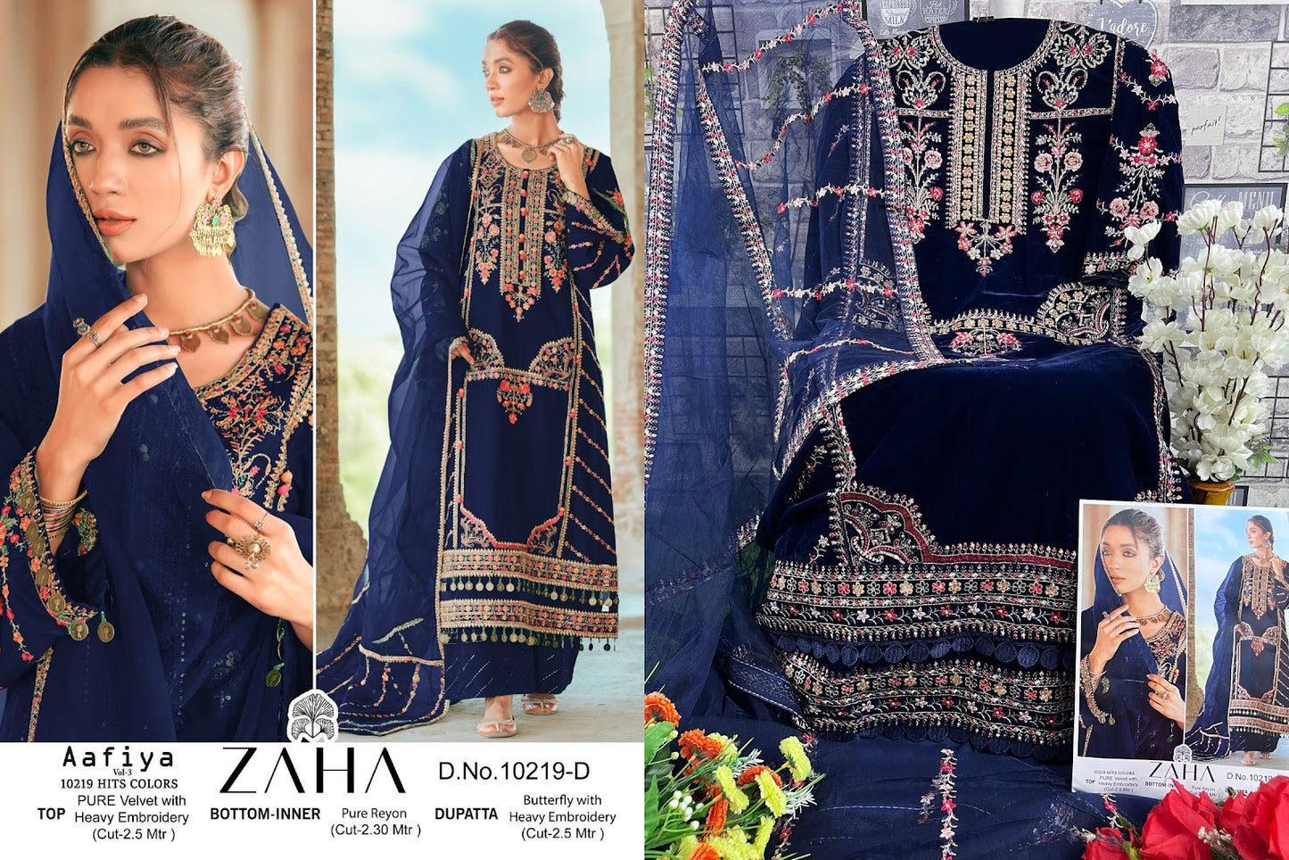 Aafiya Vol 3-10219 Zaha Velvet Suits