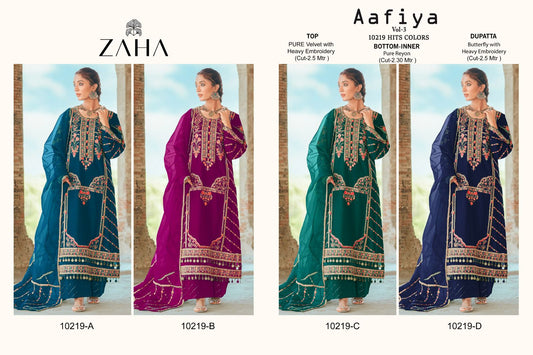 Aafiya Vol 3-10219 Zaha Velvet Suits