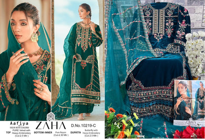 Aafiya Vol 3-10219 Zaha Velvet Suits