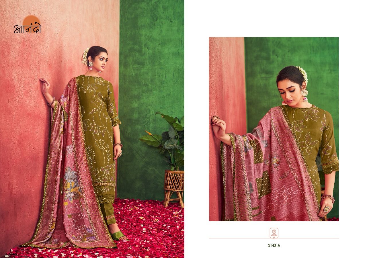 Aahana 3143 Jay Vijay Muslin Silk Pant Style Suits