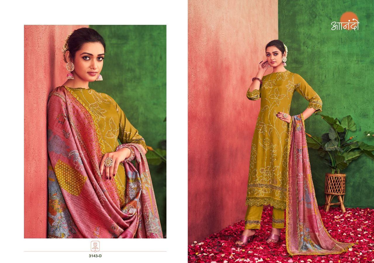 Aahana 3143 Jay Vijay Muslin Silk Pant Style Suits