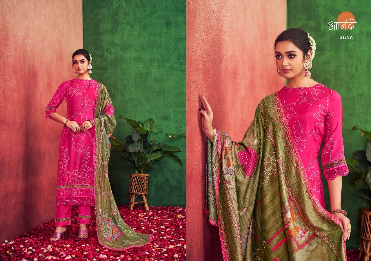 Aahana 3143 Jay Vijay Muslin Silk Pant Style Suits