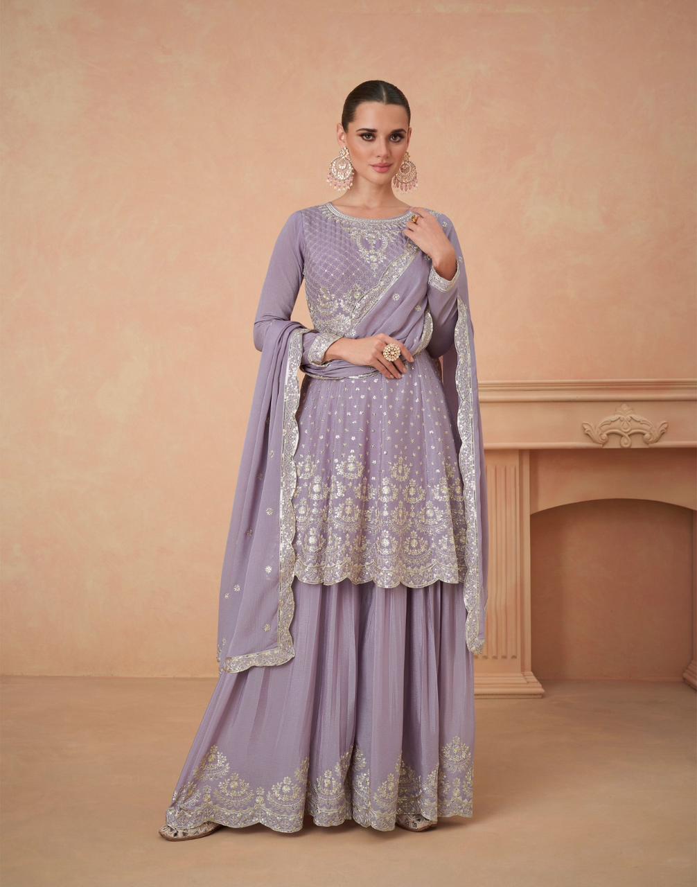 Aahana Aashirwad Creation Chinon Silk Readymade Sharara Suits
