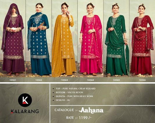 Aahana Kalarang Natural Crepe Plazzo Style Suits