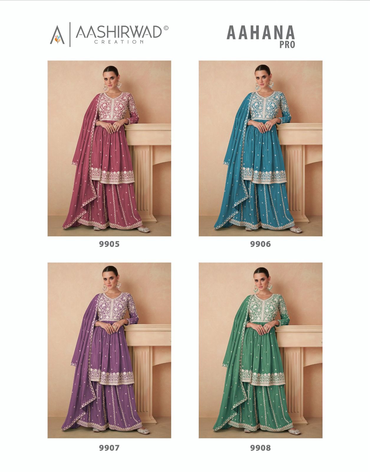 Aahana Pro Aashirwad Creation Chinon Silk Readymade Suits