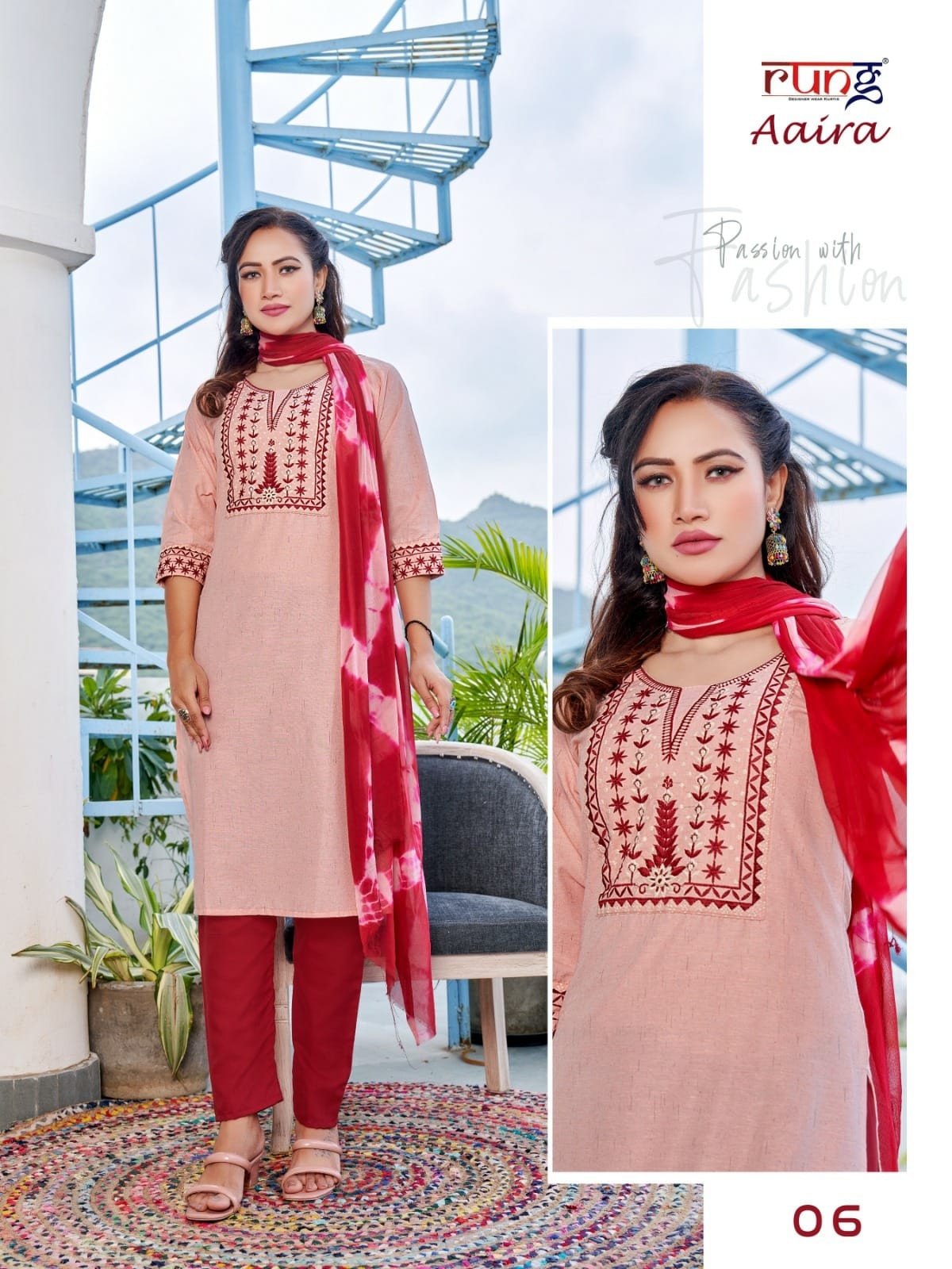 Aaira Rung Cotton Readymade Pant Style Suits