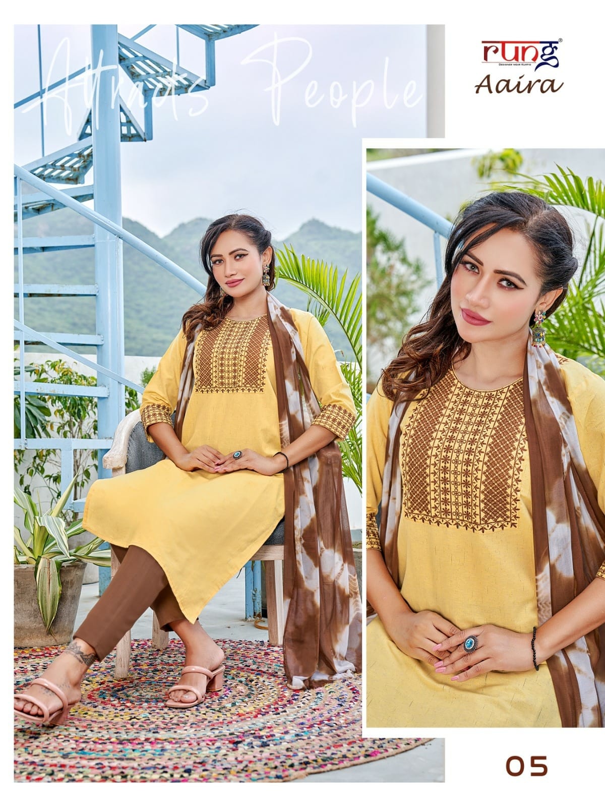 Aaira Rung Cotton Readymade Pant Style Suits