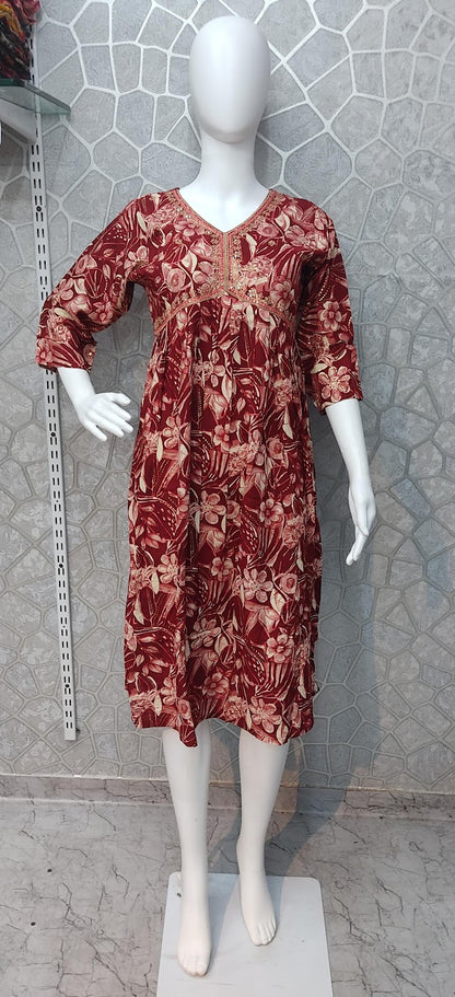 Aaliya Cut-0110 Khasiyat Rayon Knee Length Kurtis
