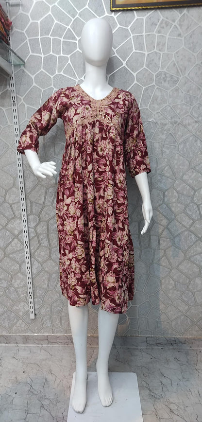 Aaliya Cut-0110 Khasiyat Rayon Knee Length Kurtis