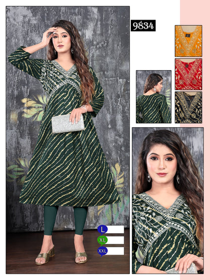 Aaliya Cut-0301 Mmc Rayon Foil Anarkali Kurtis