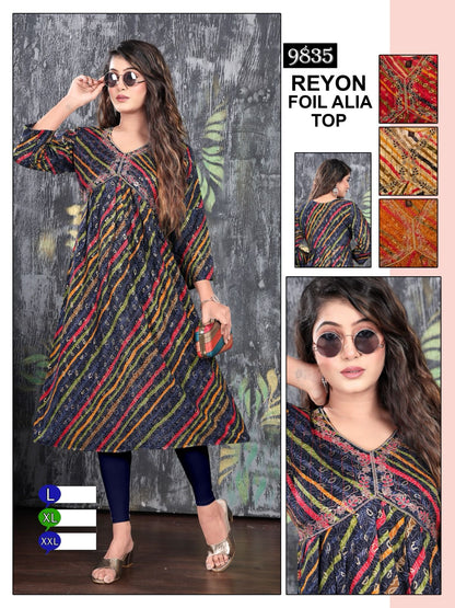 Aaliya Cut-0601 Mmc Rayon Anarkali Kurtis