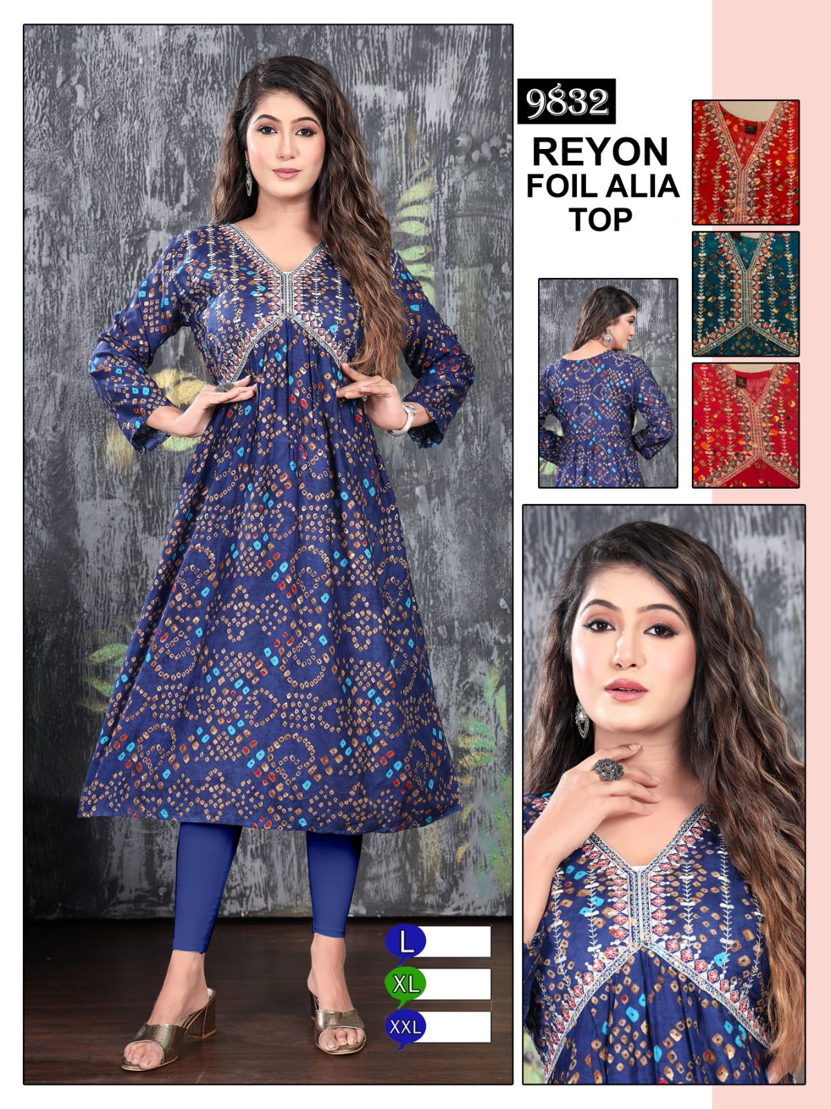 Aaliya Cut-0601 Mmc Rayon Anarkali Kurtis