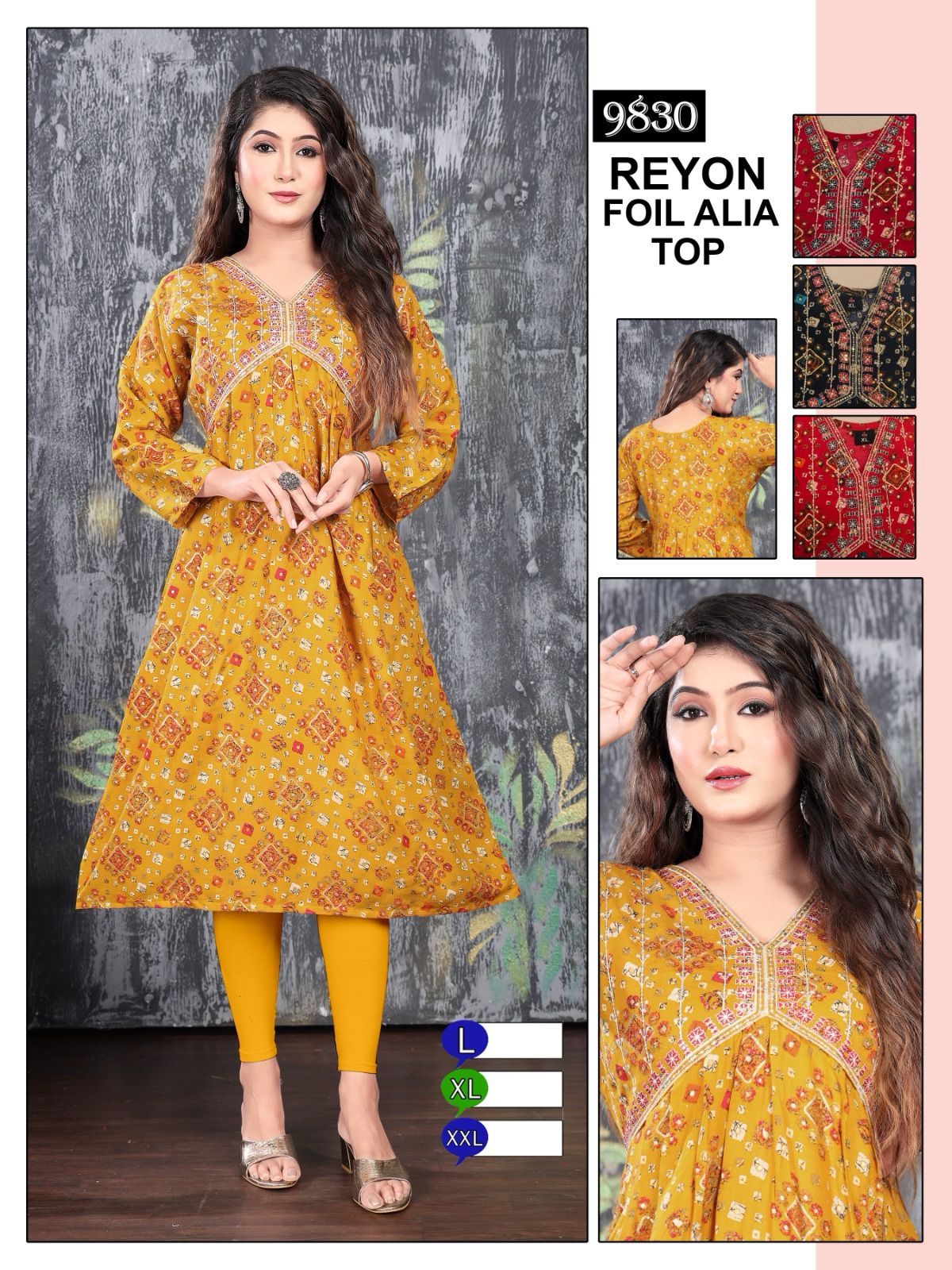 Aaliya Cut-0601 Mmc Rayon Anarkali Kurtis