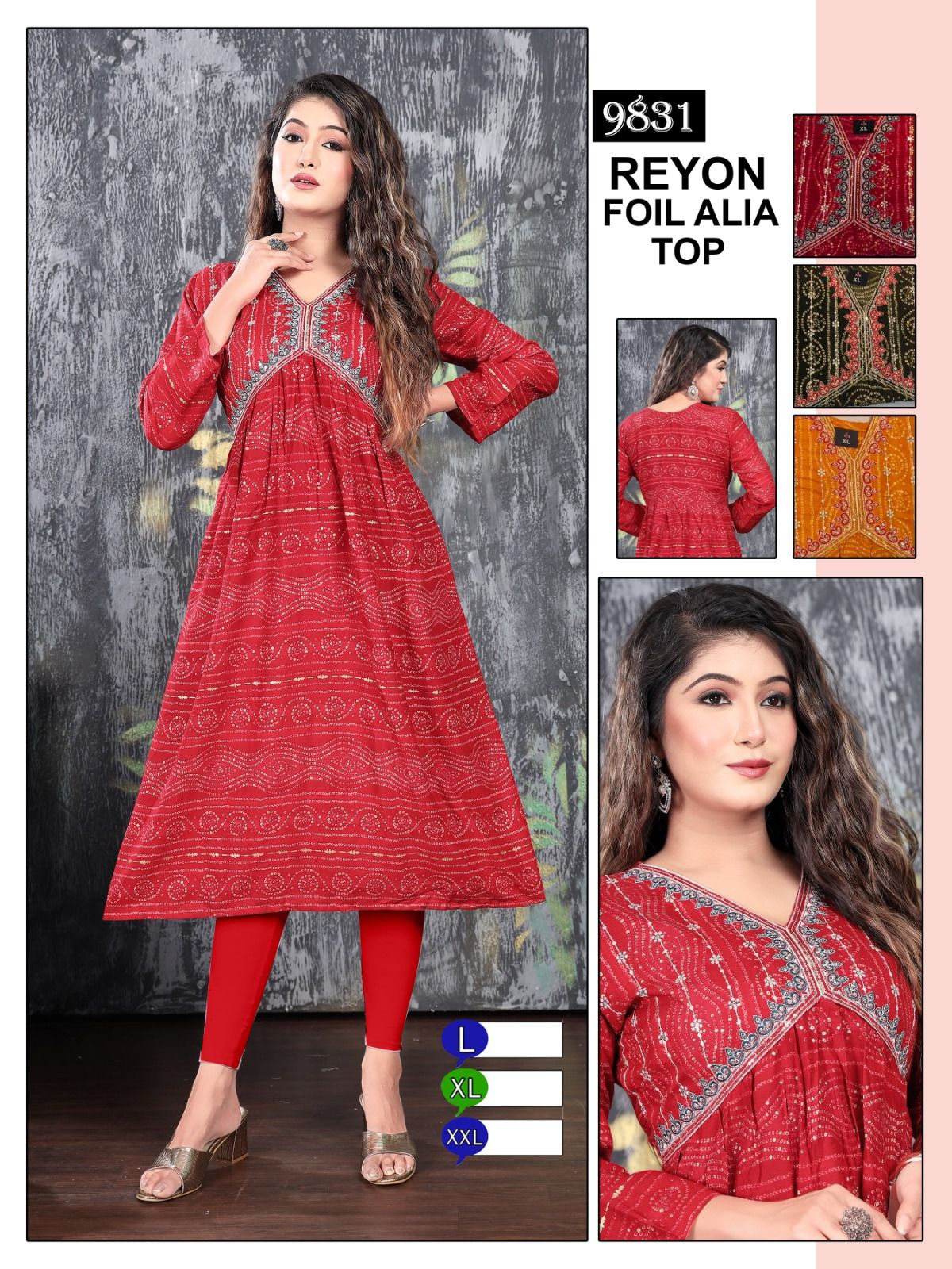 Aaliya Cut-0601 Mmc Rayon Anarkali Kurtis