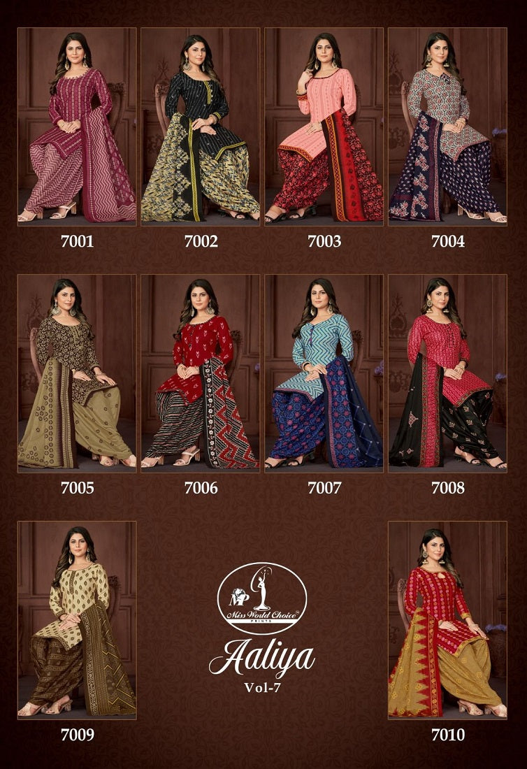 Aaliya Vol 7 Miss World Choice Cotton Dress Material