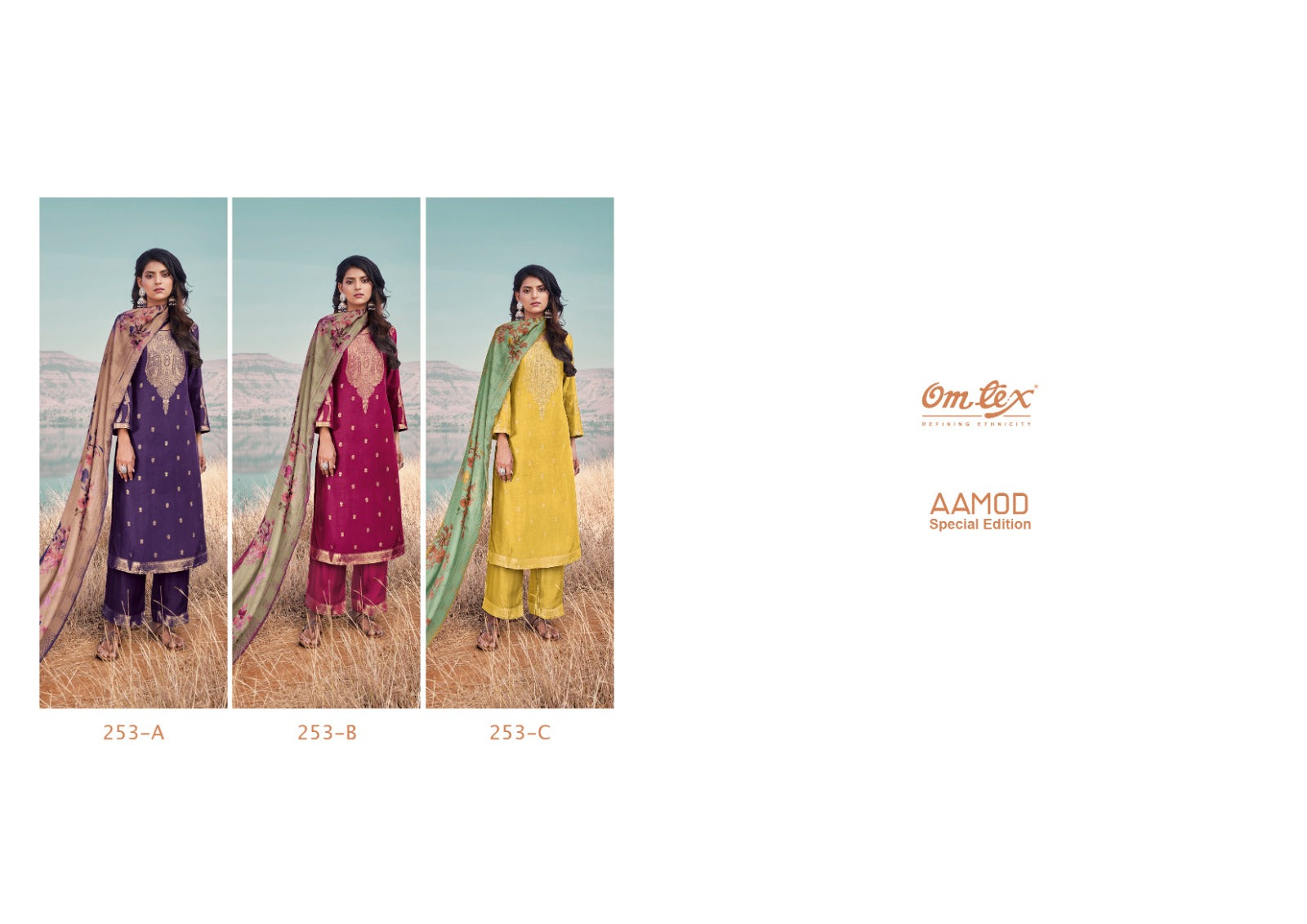 Aamod-Special Edition Omtex Muslin Jacquard Plazzo Style Suits