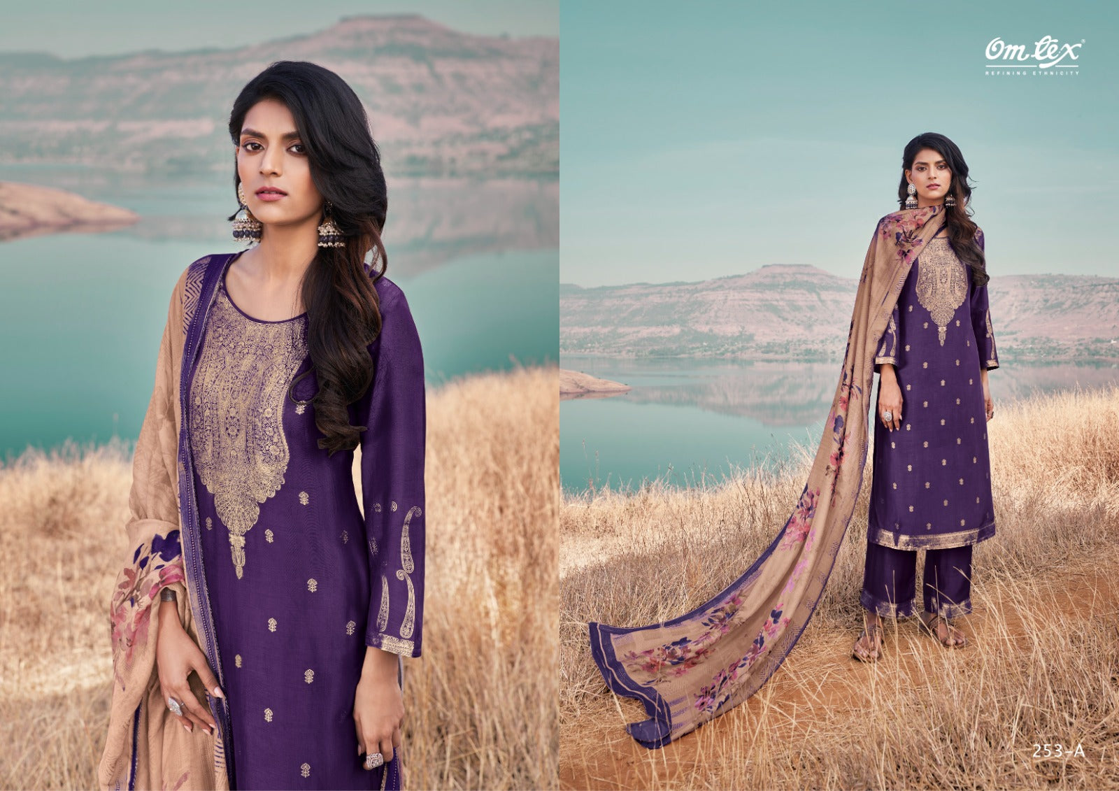 Aamod-Special Edition Omtex Muslin Jacquard Plazzo Style Suits