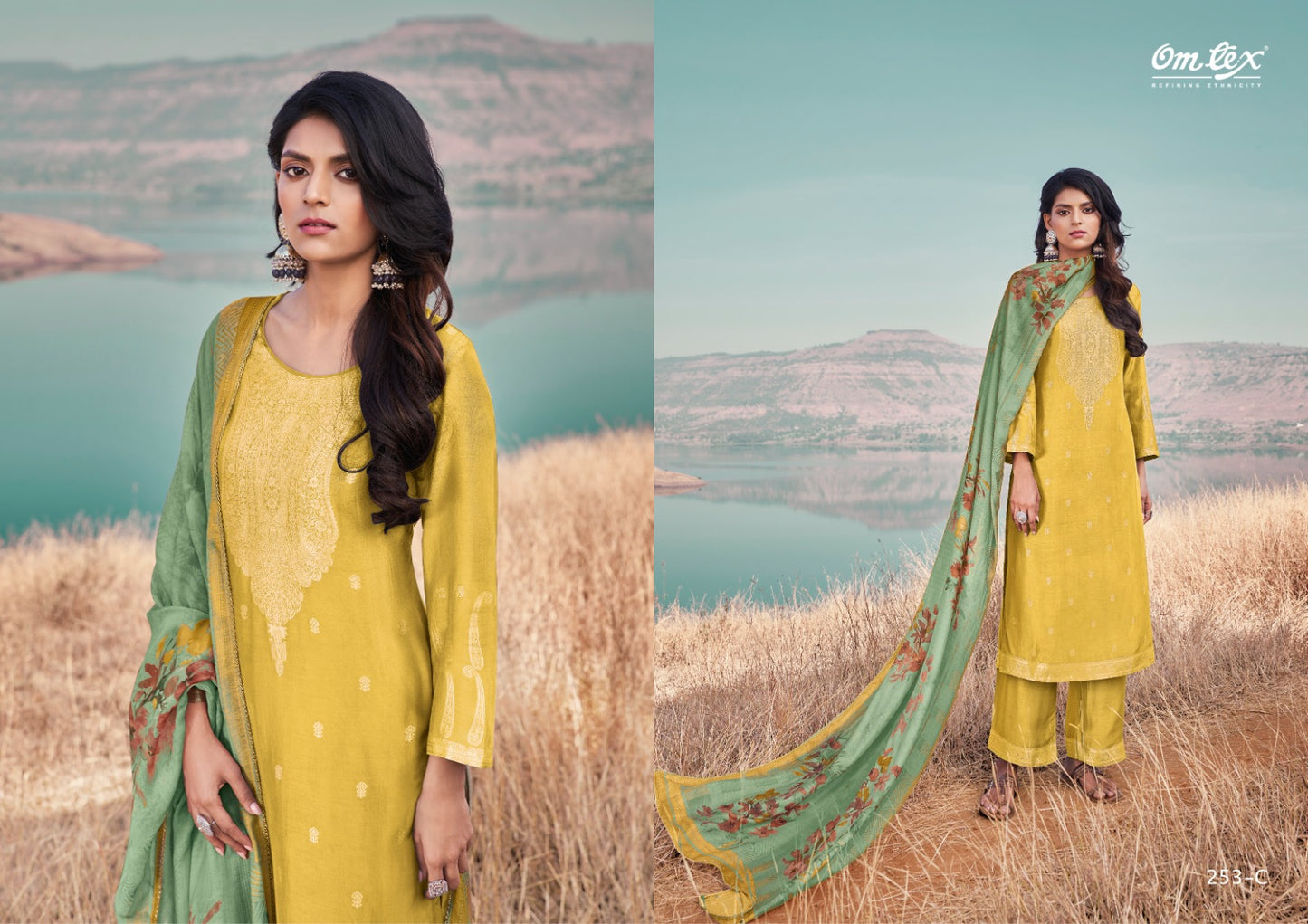 Aamod-Special Edition Omtex Muslin Jacquard Plazzo Style Suits