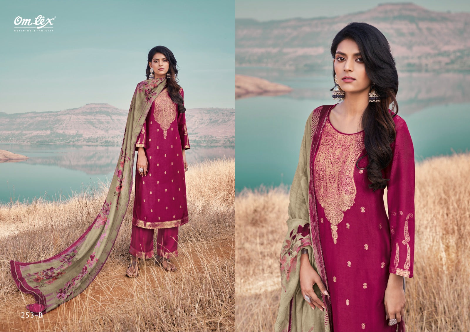 Aamod-Special Edition Omtex Muslin Jacquard Plazzo Style Suits