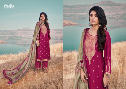 Aamod-Special Edition Omtex Muslin Jacquard Plazzo Style Suits