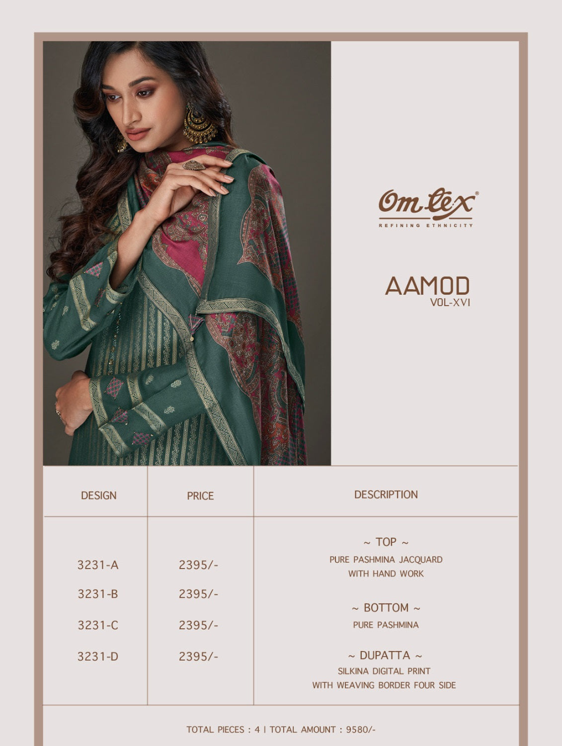 Aamod-Xvi Omtex Pashmina Suits