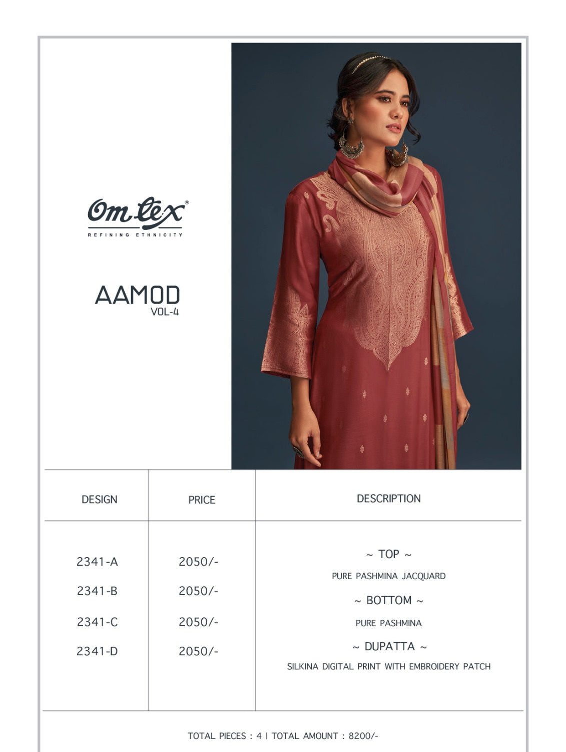 Aamod Vol 4 Omtex Pashmina Suits