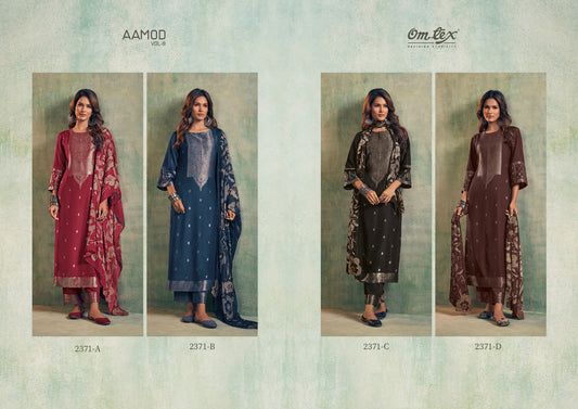 Aamod Vol 8 Omtex Musleen Pant Style Suits