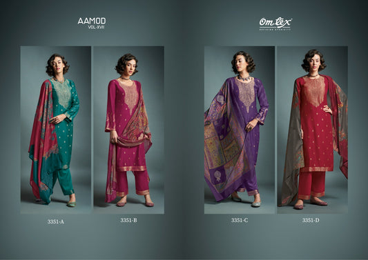 Aamod Xvii Omtex Muslin Jacquard Pant Style Suits