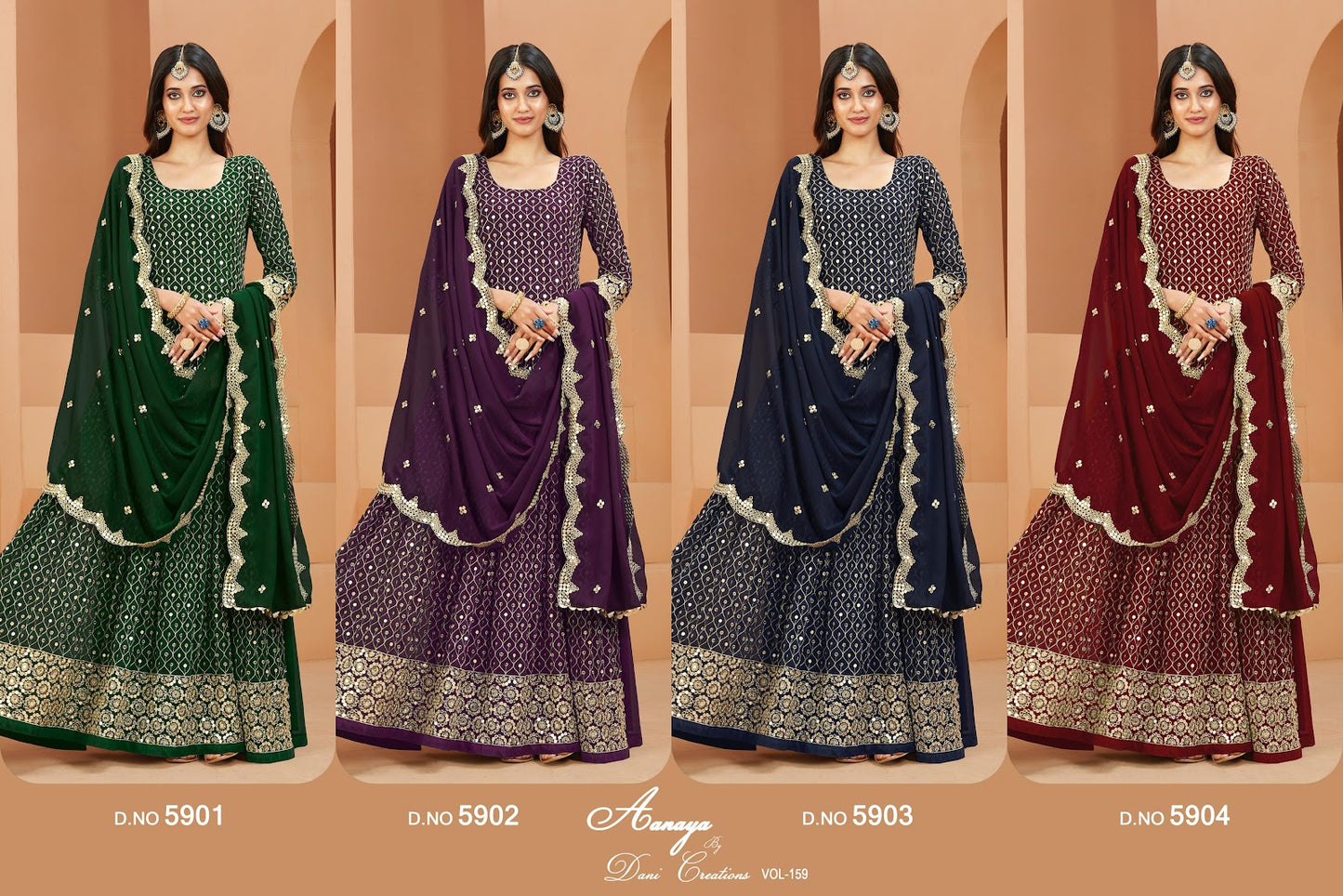 Aanaya Vol 159 Dani Creation Fox Georgette Anarkali Salwar Suits
