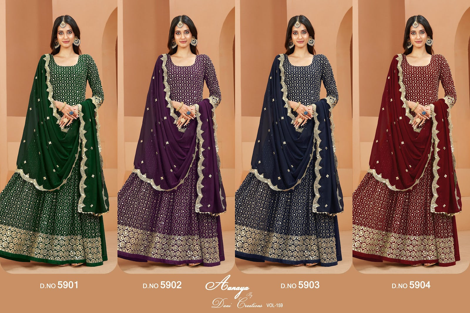 Aanaya Vol 159 Dani Creation Fox Georgette Anarkali Salwar Suits